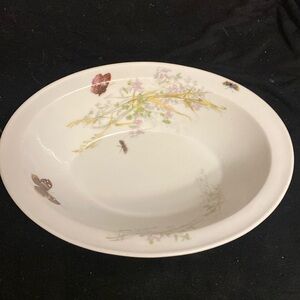 Vintage Havilland Limoges Meadow Visitors serving dish floral butterflies